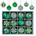 Miniatyrbild 1 av 5: Julgranspynt, 12-pack, Julgranspynt, Julgransdekorationer, Matt och Glansig, 6 cm i diameter (grön) (shikai)-yuhao