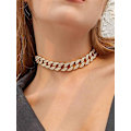 Miniatyrbilde 2 av 5: Rhinestone Curb Cuban Link Kjede Halskjede For Kvinner Unisex Kule Hip Hop Miami Cuban Diamantkuttet Kjede