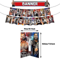 Miniatyrbillede 3 af 4: WWE Tema Fødselsdagsfest Tilbehør Wrestling Fest Sæt Papir Girland Banner Kage Topper Balloner Til Voksen Fødselsdag Gaveideer Fest Høj Kvalitet