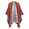 Miniatyrbillede 1 af 5: Dame Poncho Sjal Vendbar Oversized Poncho Kappe Trykt Tæppe Sjal Cardigan coral