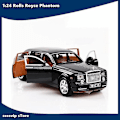 Pikkukuva 1 / 4: 1:24 Rolls Royce Phantom Metalliauto Leikkiauto Seosauto Valumuotti ja Leikkiauto Lapsen Automallilelu (musta)