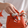 Miniatyrbillede 5 af 5: Gavepose med chokoladekonfekt til fest, bryllupskonfektæske Læder tom æske Gaveæske Emballage Kreativ bryllupsgave Bryllupspose Håndholdt Alt-i-én-pose (orange