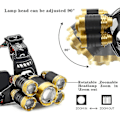 Miniatyrbilde 2 av 3: Lyssterk LED-hodelykt, 4 Moduser Super Lys 12000 Lumen 5 LED Hodelykt
