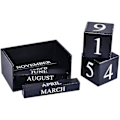 Miniatyrbillede 4 af 5: Træblok Kalender - Evig Blok Måned Dato Display Hjem Kontor Dekoration (sort) (shikai)-yuhao
