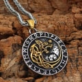 Miniatyrbillede 4 af 5: Viking Mænds Rustfrit Stål Fenrir Ulv Rune Halskæde Nordisk Amulett Smykker, 24