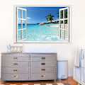 Miniatyrbild 4 av 4: Strand 3D Fönsterutsikt Avtagbar Väggdekal Trasig Väggkonst