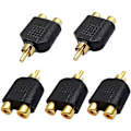Miniatyrbillede 1 af 4: Splitter Adapter, Guldbelagt 1 RCA Han til 2 RCA