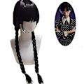 Pikkukuva 1 / 4: Naisten Wednesday Addams Deluxe -asusetti Nevermore-uniformu asu peruukit L Only Wigs