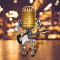 Miniatyrbilde 5 av 5: Modell USB Smijern Retro Skrivebordslampe Robot Mikrofon Gitar