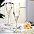 Miniatyrbillede 3 af 5: 1 Par Enamel Champagne Flutes Blyfri Krystal Goblet Kop