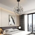 Miniatyrbillede 1 af 5: LED Pendellampe Krystal Blomsterdesign Sort Globe 50cm