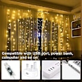Miniatyrbillede 3 af 3: LED Gardinlys Vindue Fe 3mx3m 300 LED'er USB 8 Tilstande