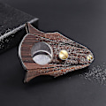 Miniatyrbillede 2 af 3: Sandaltræ Cigar Cutter, Rustfrit Stål Dobbeltbladet Saks, Cigar Tilbehør 1 Stykke Brun
