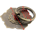 Miniatyrbilde 2 av 3: Drop Ring Knobs Antikk Bronse Tone Ringtrekk Blomsterform Kommode Skuffe Skaptrekk - 2 stk