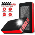 Miniatyrbilde 5 av 5: 30000mah Powerbank med 4 porter - Innebygd lommelykt - Ekstern nødstrømbatteri Batterilader Lader 1stk-svart rød