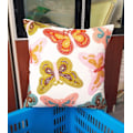 Miniatyrbilde 2 av 3: Brodert putetrekk i bomullslerret 45x45cm Butterfly