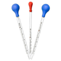 Pikkukuva 1 / 5: 3 kpl 10 ml, 5 ml ja 2 ml lasiset asteikolliset pipettit, siirtotipat