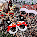 Miniatyrbillede 2 af 2: 9 stk. Julefestbriller Nyhed Glitter Glasramme