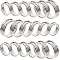 Miniatyrbillede 1 af 8: 18 stk. Rillede Simple Fingerringe Rustfrit Stål Smykker Ring Emner Moderne Stabling