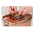 Miniatyrbillede 2 af 3: Rosa guld frokost Bento Box Forseglet stål madbeholder