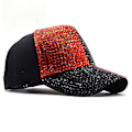 Miniatyrbilde 1 av 5: Strandhatt med Pustende Rhinestones for Utendørs Fritid og Solbeskyttelse - Justerbar Red
