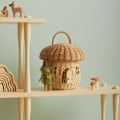 Miniatyrbillede 2 af 5: Rattan Svampekurv Taske Flettet Kvinders Håndtasker Halm Taske