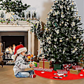 Miniatyrbillede 4 af 5: Luksuriøs Kunstig Pels Juletræsskørt med Sequinsnefnug