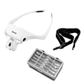 Miniatyrbillede 3 af 5: 9892b1 Forstørrelsesglas 5 Linser Pandebånd 2LED Hovedlamper