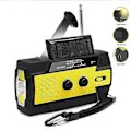 Miniatyrbilde 1 av 5: 4000mAh Powerbank Multifunksjonell Bærbar Radio FM AMWB Håndsveiv Sol Dynamo Lommelykt SOS Nød Værrradiomottaker Yellow