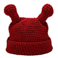Pikkukuva 1 / 5: Naisten Talvi Käsityökoukuttu Beanie Hat Kiinteä Piirretty Tentacle Cuffed Skull Cap Red