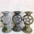 Miniatyrbilde 3 av 4: Pentagram Lysestaker Sett med to Lysestaker 13,5 cm Svart, Harpiks
