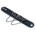 Miniatyrbillede 3 af 5: Sorte Gothic Pu Læder Kugle Skalle Armbånd til Mænd
