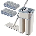 Miniatyrbilde 1 av 5: Gulvrotasjons Teleskopisk Håndtak Selvrensede Flat Mop Med Mikrofiberputer Og Rengjøringsbøtte-yuhao