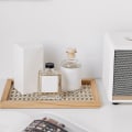 Miniatyrbild 3 av 3: Nordisk Rattanvävd Bricka Trä Handgjord Rektangulär
