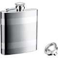 Miniatyrbilde 1 av 5: 8oz Hip Flask i Rustfritt Stål med To Polerte Linjer og Trakt