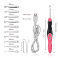 Pikkukuva 1 / 4: 9 in 1 USB LED -virkattukoukut ja neulomineulat -setti Punainen