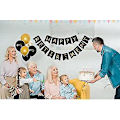 Miniatyrbillede 2 af 3: Pensionfest Dekorationer Sort Guld Banner Balloner