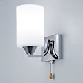 Miniatyrbilde 2 av 5: Moderne vegglampe i glass, enkelt hode med bryter, hvit