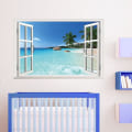 Miniatyrbild 3 av 4: Strand 3D Fönsterutsikt Avtagbar Väggdekal Trasig Väggkonst