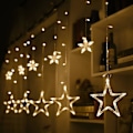 Miniatyrbillede 4 af 5: Gardiner Lys 2m Fe-streng 12 Stjerner 138 stk LED 8 Tilstande