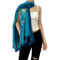 Miniatyrbild 2 av 5: Siden Scarf med Blommönster för Kvinnor, Mjuk Elegant Satin Scarf, Tunn Present