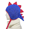 Miniatyrbilde 4 av 5: Dinosaur Beanie Morsom Hatt Dinosaur Øreklaffhatt Strikket Dinosaurhatt Mohawk Hatt Red