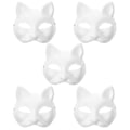 Miniatyrbillede 3 af 5: 5 stk Blanke Kattemasker Børnehave Kostume Cosplay Maske Umalet Kattemasker