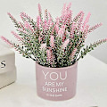 Miniatyrbillede 3 af 5: Kunstig Lavendel med Keramik Blomsterpotte, Små Pottede Dekorationer, Velegnet til Kontor