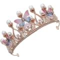 Miniatyrbilde 1 av 5: Jentekrone Bryllupskrone Perle Sommerfugl Tiara Hodebånd Bryllup Hår Smykker Krone Fest Tiaraer