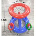 Miniatyrbild 3 av 5: Uppblåsbar Pool Basketboll Leksak Set, Flytande Badring & Strandboll Kastspel Sommarfest