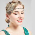 Pikkukuva 3 / 5: Art Deco 1920-luvun Flapper -tyylinen, Suuri Gatsby -inspiroima Lehtimedaljonginen Helmi Pääpanta
