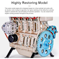 Miniatyrbild 3 av 4: Inline-fyracylindrig Bilmotormodell, V4 Modellmotor Full Metall Monteringskit, Mini Motormodell Leksak för Vuxna och Barn (2021 Version)
