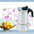 Miniatyrbilde 1 av 3: 2-kopps Perkolator Koker Topp Kaffemaker Moka Pot