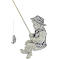 Miniatyrbild 5 av 5: Liten Fiskepojke Staty, 3D Harts Miniatyr Staty Ornament, Inomhus Utomhus Söta Karaktär Staty Trädgård Tillbehör